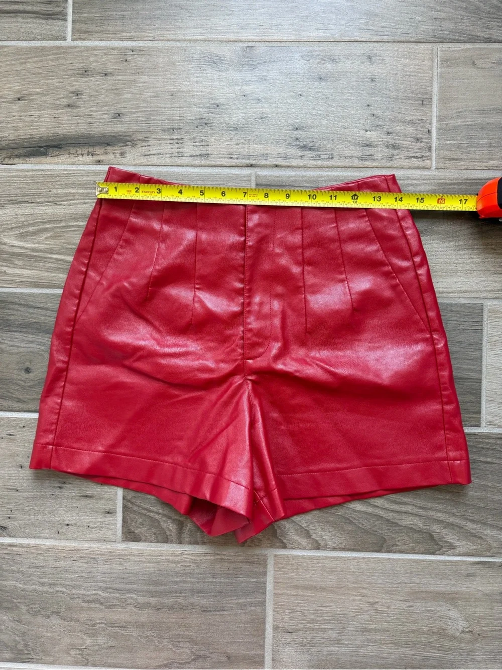 Glam faux leather red high waisted shorts sz Small